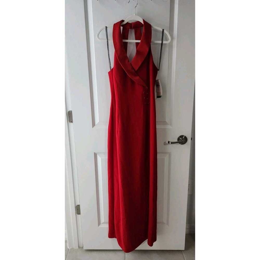 Vintage JR. NITES By Caliendo Women's Lined Maxi Dress Sleeveless Red Size 10